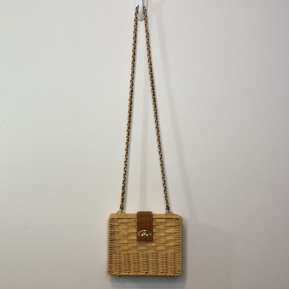 J. McLaughlin Wicker Straw & Leather Rectangle Box Handbag, Gold Hardware, NWOT - Picture 16 of 16